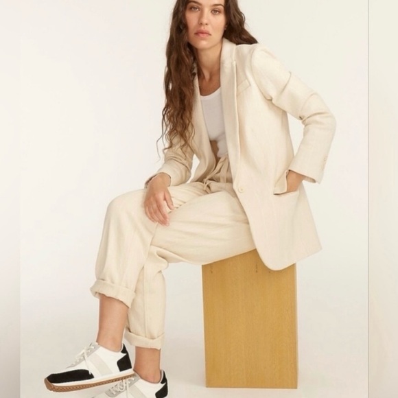 J. Crew Alfie Cream Blazer Jacket In Denim Stripe - Picture 2 of 9